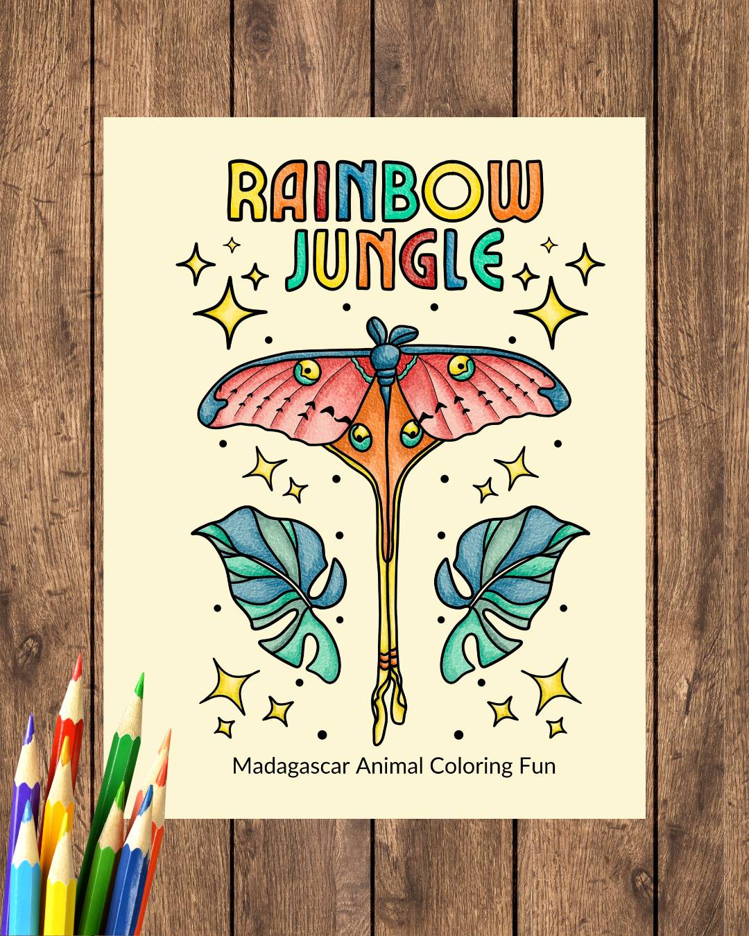 Rainbow Jungle Colouring Book - Colour the animals on Madagascar